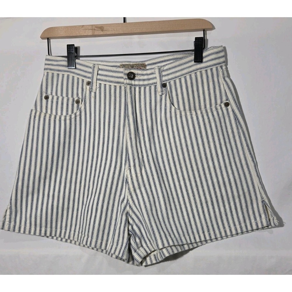 Y2K Express Jeans Hickory Striped Womens Shorts 9/10 Waist Sz 29" Mom Jeans